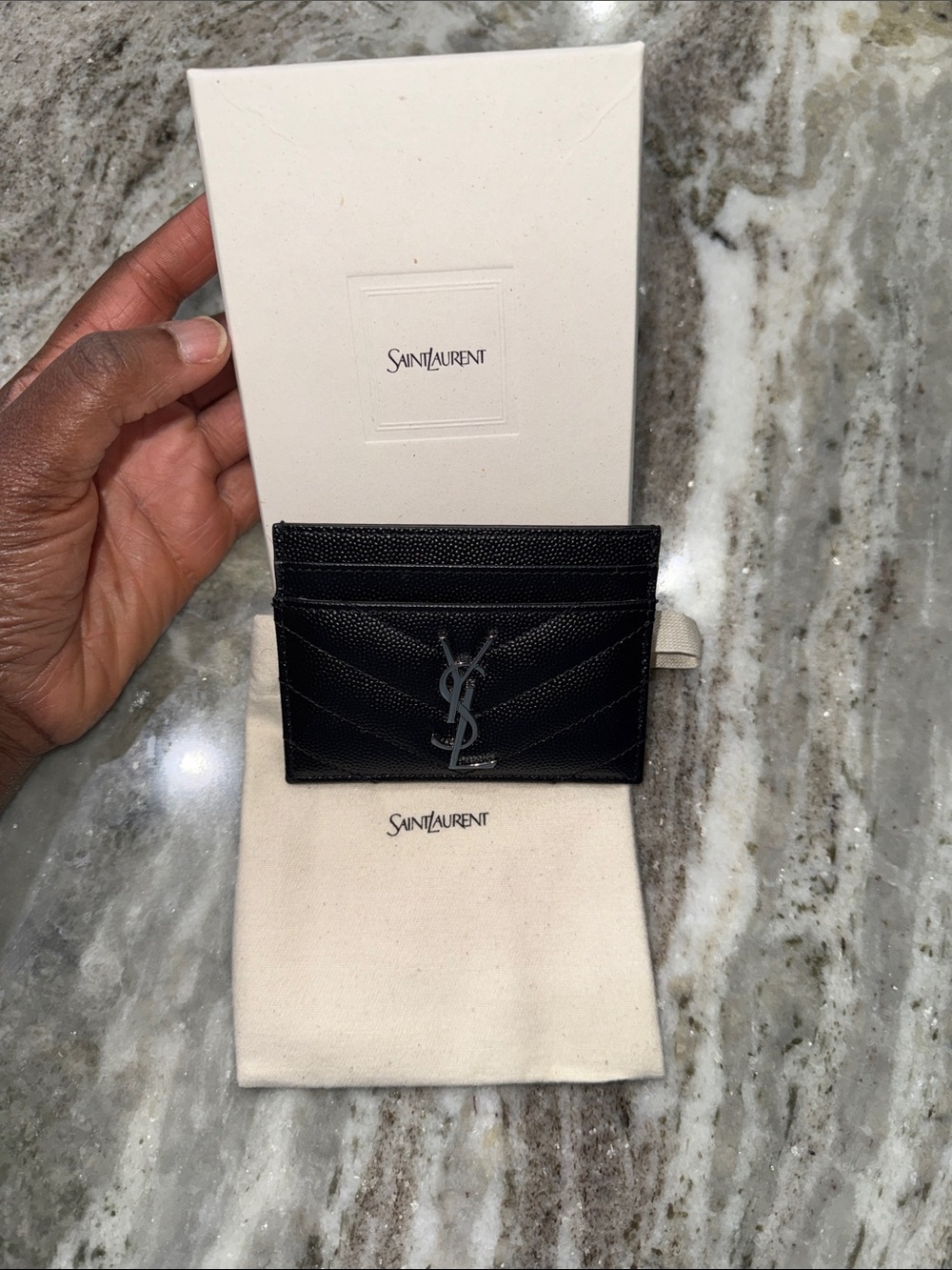 Saint Laurent Black Quilted Card Case with Silver YSL Emblem - Picture 9 of 9